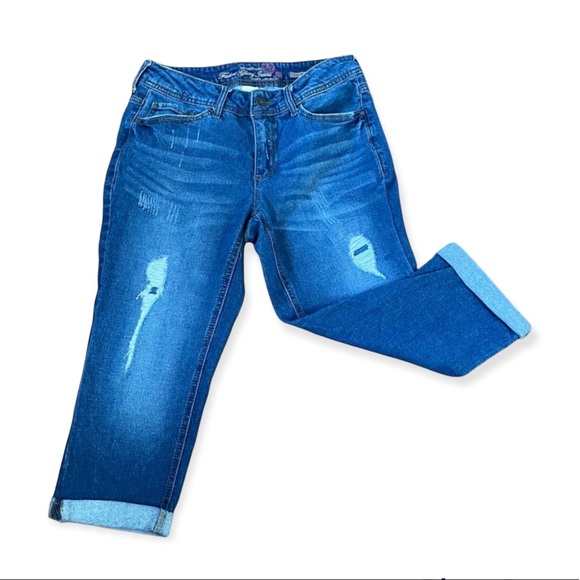 Faded Glory Denim - FADED GLORY Distressed Destructed Mid Rise Cuffed Capri Jeans 10